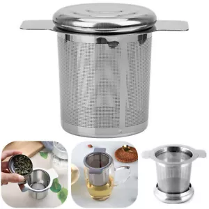 Edelstahl Teesieb Teefilter Edelstahl Rostfrei Mit Deckel Für Tassen Und Kannen - Bild 1 von 12