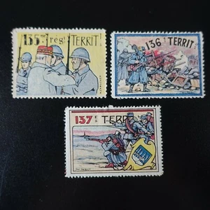 VIGNETTE COMMEMORATIVE LABELS 135° 136° 137° RÉGIMENT TERRITORIAL D'INFANTERIE - Imagen 1 de 3