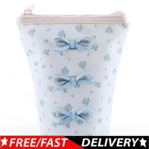 Women Leather Makeup Bag Bow Toiletry Bag Portable Cosmetic Bag Makeup Brush Bag - Picture 1 of 12