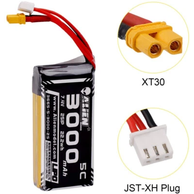 3000mAh 7,4V 2S Lipo Batterie XT30 Plug für Jumper Fernbedienung T12 T16 T18 - Bild 1 von 4