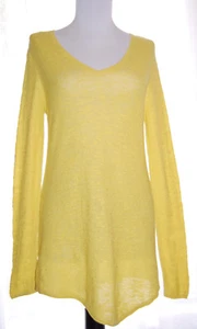 EILEEN FISHER Organic linen cotton knit sweater XS yellow v-neck - Picture 1 of 4
