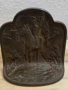 MEDIEVAL CRUSADER KNIGHT CASTLE Antique Cast Iron Bronze Bookend. Hubley 74 - Picture 1 of 8