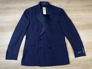 NWT Polo Ralph Lauren Men's Jacket Blazer Navy Blue Double Breasted Linen $998