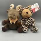 LOT Of 2 Disney Winnie the Pooh Leopard And Moose Outfit Costume Bean Bag Plush