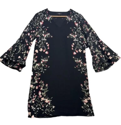 Alfani Petite Black Bell-Sleeve Floral-Border Shift Dress 4P. - Image 1 of 4