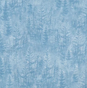 Full Moon TOILE TREES Light BLUE Evergreen Pine Tree Fabric By the FQ - 1/4 YD - Picture 1 of 5