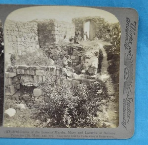 Stereoview Photo Palestine Ruins Of The Home Of Martha Mary & Lazarus At Bethany - Picture 1 of 3