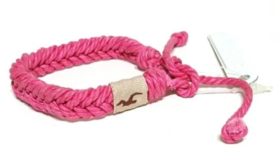 HOLLISTER РОЗОВЫЙ ПЛЕТЕНАЯ ТКАНЬ БРАСЛЕТ - Изображение 1 из 2