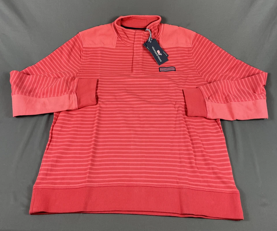Camisa Pullover de Golf Vineyard Vines Oveja Mediana Roja Rayas Algodón Poliéster $128 Foto 1 de 4
