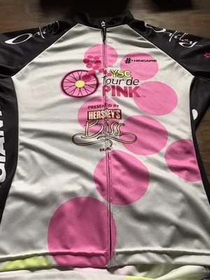 Camisa de ciclismo Hincapie para mujer mediana ~ YSC Tour De Pink de Hershey's ~ cremallera frontal Foto 1 de 4