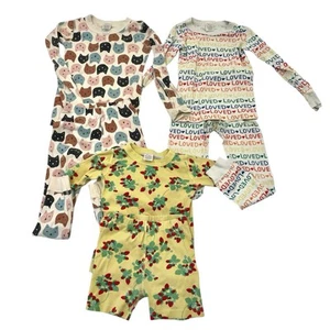 Hanna Andersson SET of 3 Pajama Set Cats Rainbow Strawberry size 6-7 - Picture 1 of 15