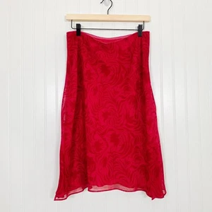 Gonna midi vintage Express donna Y2K rosso ciliegia taglia L spacchi laterali fatati anni 90 - Foto 1 di 8