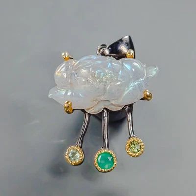 Gemstone 14 ct Natural Labradorite Pendant 925 Sterling Silver  /NP50050 - Image 1 of 4