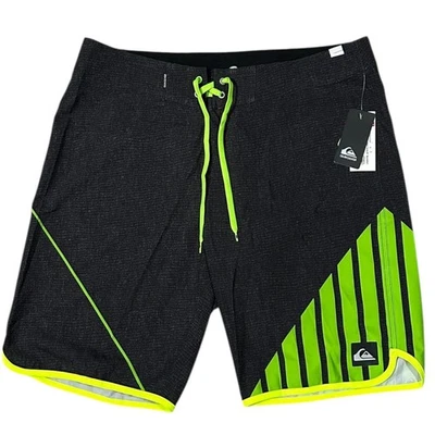Boardshorts Quicksilver para hombre a rayas gris verde logotipo 34 pulgadas nuevos  Foto 1 de 4
