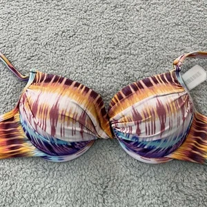 Bleu Rod Beattie Swim Bikini Top Womens Size 4 Beach Swimwear Tie Die - Picture 1 of 11