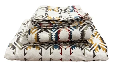 Juego de sábanas de franela doble Pendleton 3 piezas arena blanca azteca suroeste Foto 1 de 4