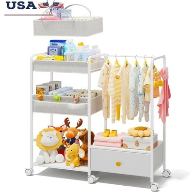3in1 Diaper Caddy Organizer Rolling Utility Cart Portable Baby Storage Nursery - Image 1 of 4