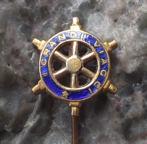 Vintage I Grandi Viaggi Italian Italy Travel Agent Ships Wheel Pin Badge - Picture 1 of 2