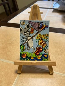 ACEO Original Kunstkarte Ratte Maus Acryl Gemälde Urban Fine Art Anita Ware 19 - Bild 1 von 1