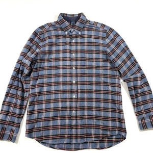 J McLaughlin Herren Flanell Hemd kariert blau braun Größe Large Modern Fit - Bild 1 von 6