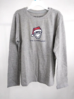 Camiseta trituradora manga larga Life is Good Boy Santa Jake gris talla 7-8 58519 Foto 1 de 4