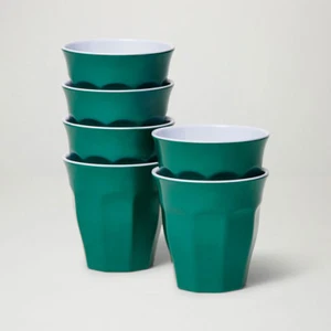 Barel Designs Classic Royal Green Melamine Tumblers 260mL - Set of 6 Picnic Cups - Picture 1 of 2