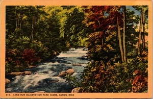 Postal de lino Sand Run Reservation Park Scene Akron Ohio - Imagen 1 de 2
