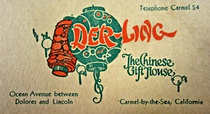 Vintage Carmel CA Chinese Gift Shop Business Card Der Ling Business Card 1930s - Picture 1 of 4