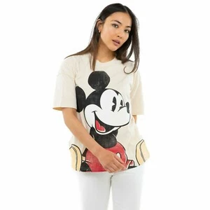 Official Disney Ladies Mickey Sitting T-shirt Sand S-XL - Picture 1 of 6