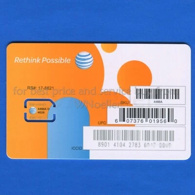 New Genuine AT&T Nano SIM Card for Apple iPhone 6 to 13, iPad 3 or later, 4G 5G - Image 1 of 2