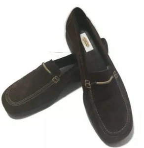 Talbots Womens US 8. AA Brown Suede Slip-On Driving Moc Toe Penny Loafers 717 - Picture 1 of 2