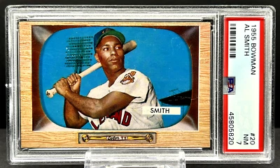 Tarjeta de béisbol 1955 Bowman Al Smith PSA 7 casi nueva Cleveland Indians #20 cc23 Foto 1 de 2