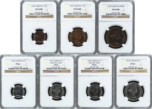 UK - GREAT BRITAIN , PROOF SET 1953 QE II - ALL NGC PF 63 - 66 , RAREV - Bild 1 von 15
