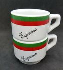 Brazilian BIA Cordon Bleu Espresso Stackable Cups Mugs Set of 2 Red Green White