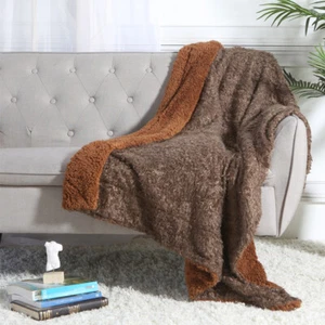 Luxury Ultra Plush Shag and Soft Sherpa Fleece Decorative Throw Blanket, Brown - Picture 1 of 3