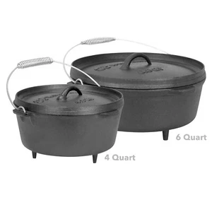 Winterial Cast Iron Camping Dutch Oven Cookware, Durable Cooking Set, Black - Picture 1 of 8