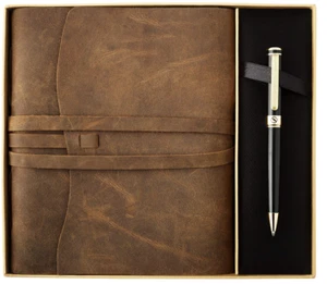Scriveiner Premium Leather Journal Gift Set - Genuine Leather Diary 8 x 6 Inch - Picture 1 of 4