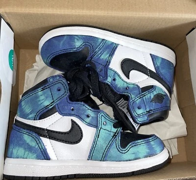 7C 码 - Air Jordan 1 复古 OG 高领带染幼儿鞋 — 第 1/4 张图片