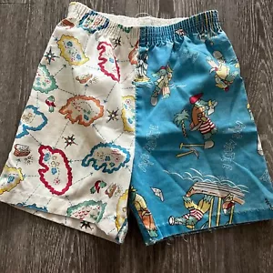 Vintage 80s Graphic Print Board Shorts Summer Beach Trunks Size 7 Youth - Picture 1 of 3