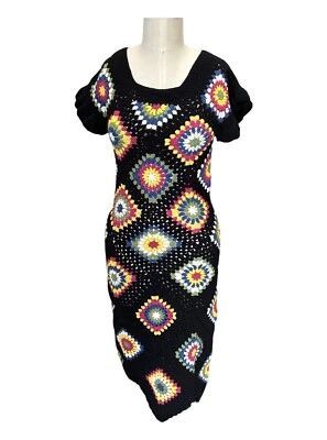 Handmade Crochet Mid Calf Cotton Dress Granny Square Cozy Summer Women’s Size S - Image 1 of 4