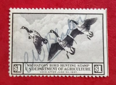 US STAMPS # RW3 1936 $1 BIRDS F/VF USED CV $125 - Image 1 of 4