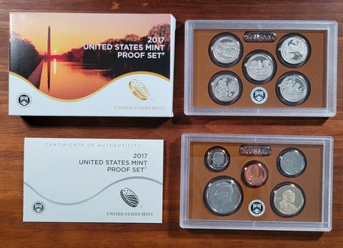 2017 S US Mint Proof Set, 10 coins, original packaging, COA Cover