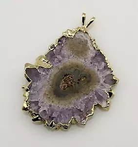 Amethyst Pendant - Amethyst Stalagmit Disc with Galvanized Socket - Picture 1 of 1