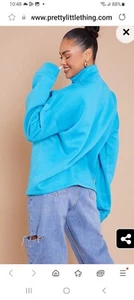 PLT Blue Stylish Oversized Quarter Zip - Size M - Picture 1 of 8