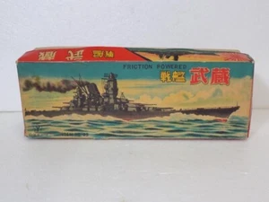 Yonezawa Toys Tin Toy Battleship Musashi Friction W/BOX from Japan Rare - Picture 1 of 19