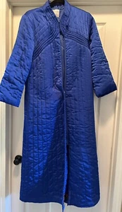 Blue Neiman Marcus Quilted Satin Robe Size S FLAWS READ DESCRIPTION - Imagen 1 de 15