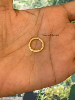 Cierre de diamante de doble cara de oro macizo de 14 k, hermoso cierre de bloqueo de oro macizo de 14 k Foto 1 de 2