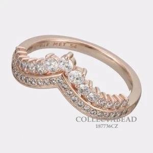 Authentic Pandora Sterling Silver ROSE™ Princess Wishbone CZ Ring 187736CZ - Picture 1 of 1