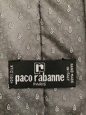 Corbata Paco Rabanne Paris Gris Cuello 100% Seda Hecha en Italia Foto 1 de 4