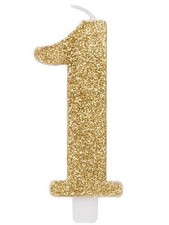CANDELA GLITTERATA ORO MEDIA NUMERO 1